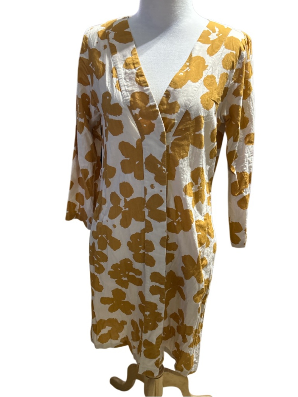 Diega White Dress with Mustard Floral Print size Small
